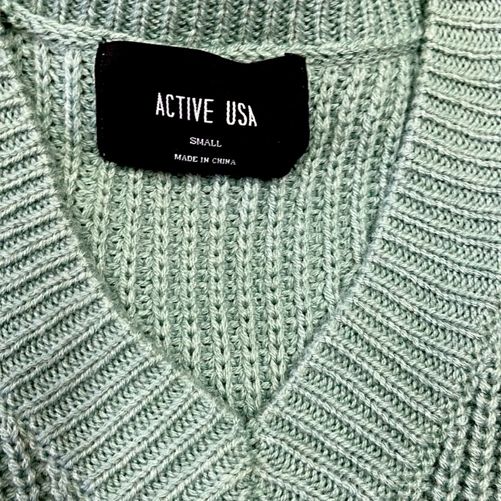 NWOT Distressed Dropped Long Sleeve Sweater in Sage